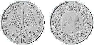 10 Euro Gedenkmünze 200. Todestag von Friedrich von Schiller - Deutschland 2005