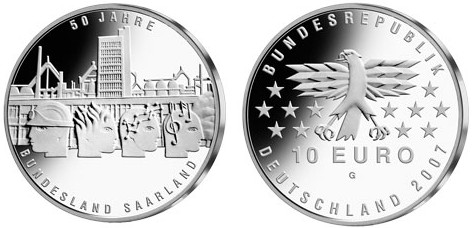 10 Euro Gedenkmünze Bundesland Saarland 2007
